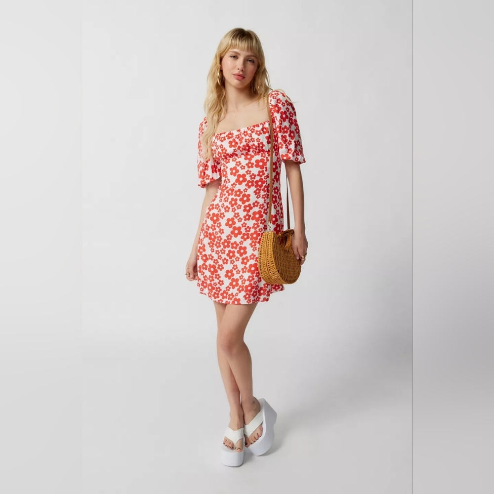 Glamorous Women's Puff Sleeve Floral Mini Dress Size Small New